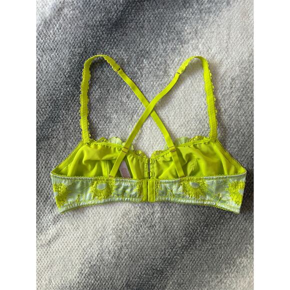 Savage X Fenty Perfect Poppies Lace Green Cross Back Unpadded Bralette XL - Picture 3 of 10